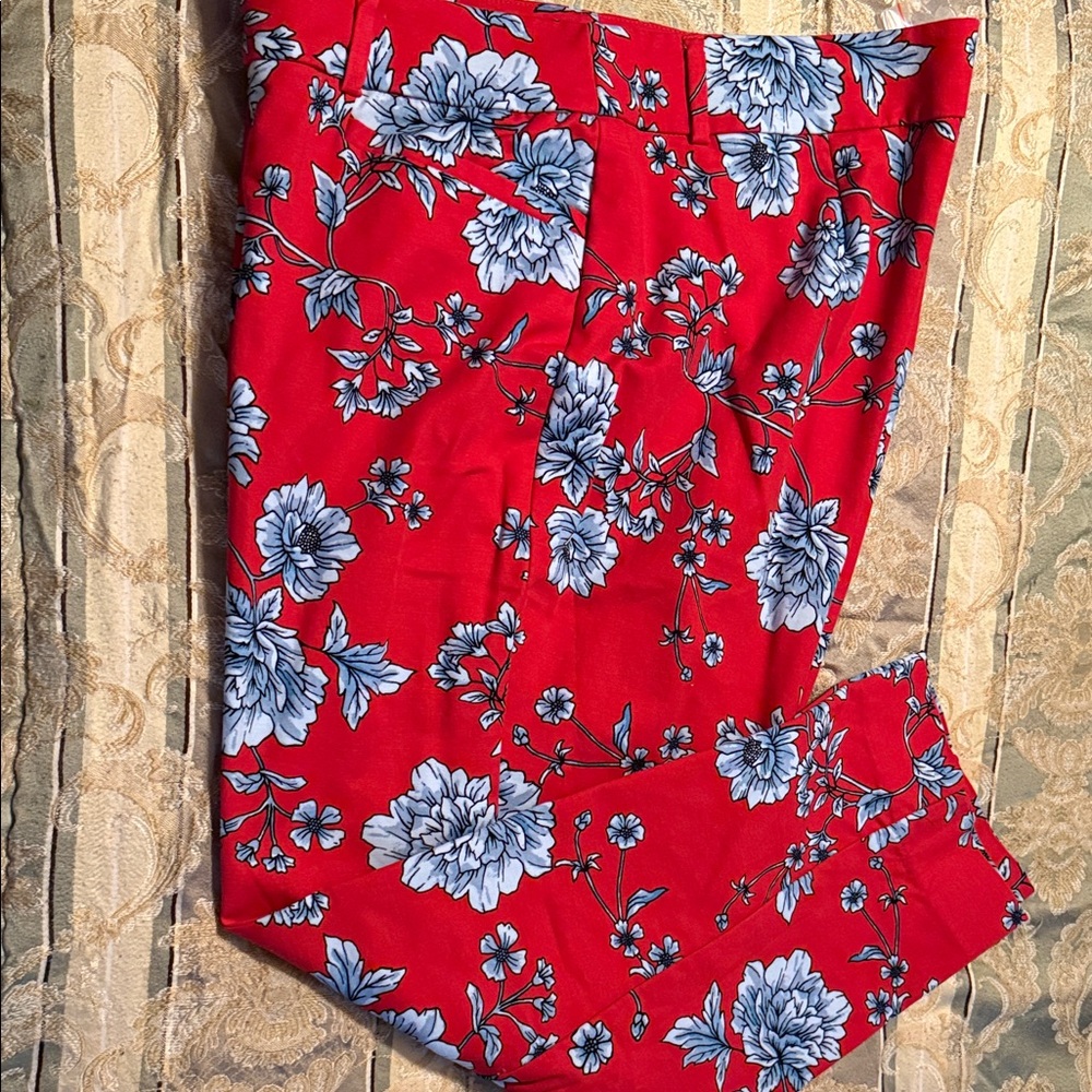 Roz & Ali Vibrant Red and Blue Floral Pants